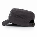 Crystal / Black Gemstone Flower Vintage Military Army Hat Cadet Cap