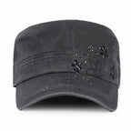 Crystal / Black Gemstone Flower Vintage Military Army Hat Cadet Cap