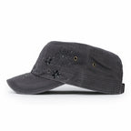 Crystal / Black Gemstone Flower Vintage Military Army Hat Cadet Cap