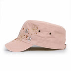 Crystal / Black Gemstone Flower Vintage Military Army Hat Cadet Cap