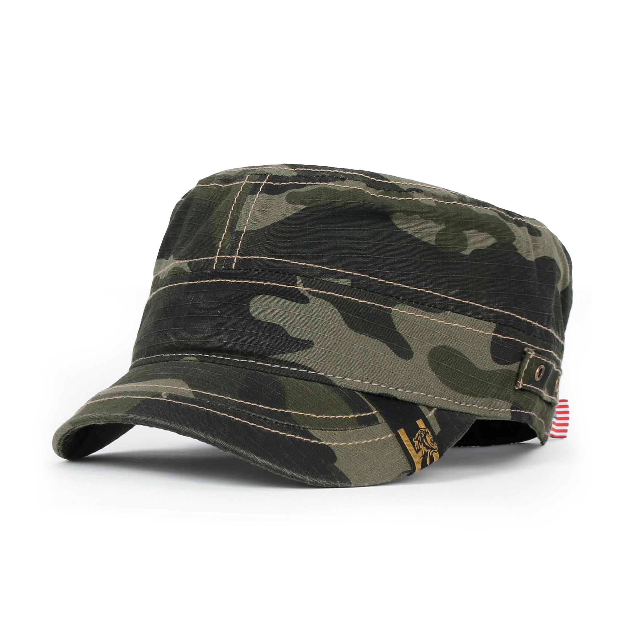 Camouflage Military Cadet Cap Vintage Army Style Hat with Adjustable Strap