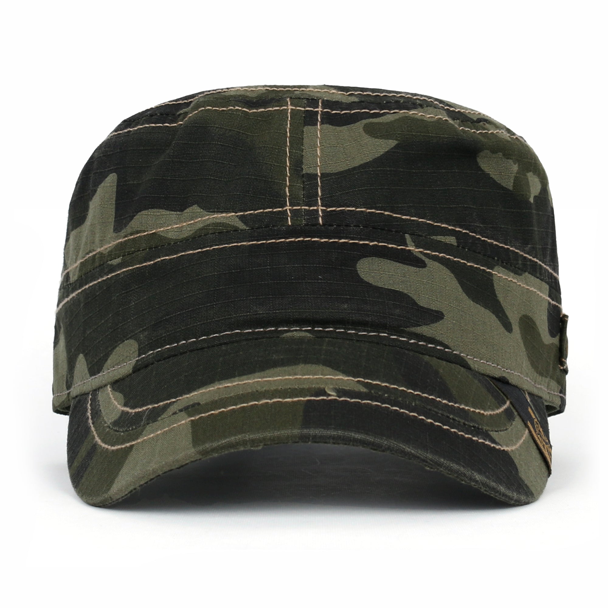 Camouflage Military Cadet Cap Vintage Army Style Hat with Adjustable Strap