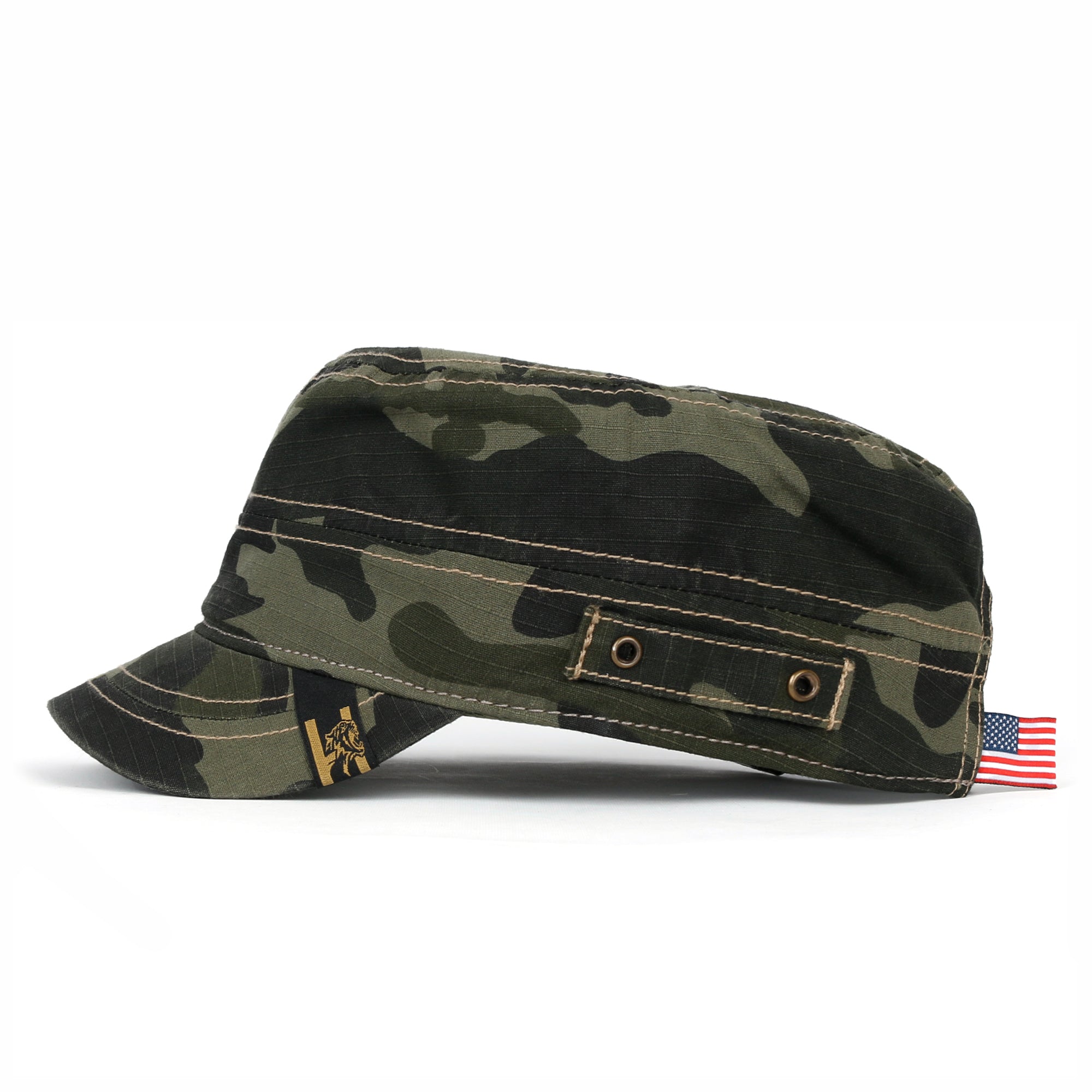 Camouflage Military Cadet Cap Vintage Army Style Hat with Adjustable Strap