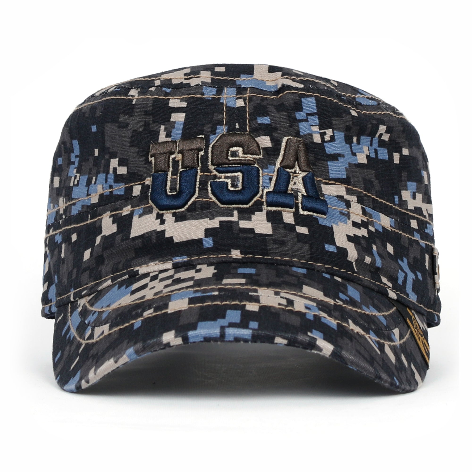 Camouflage Military Cadet Cap Vintage Army Style Hat with Adjustable Strap