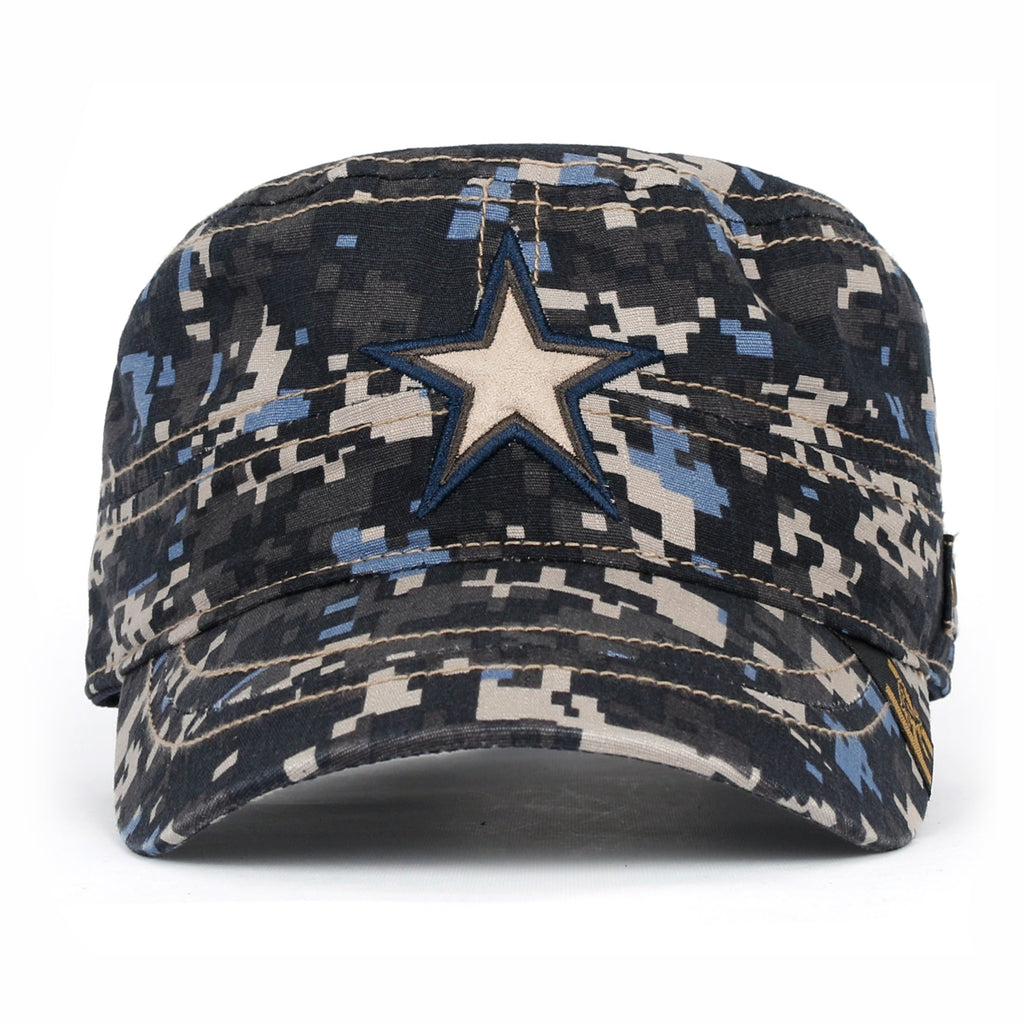 Camouflage Military Cadet Cap Vintage Army Style Hat with Adjustable Strap