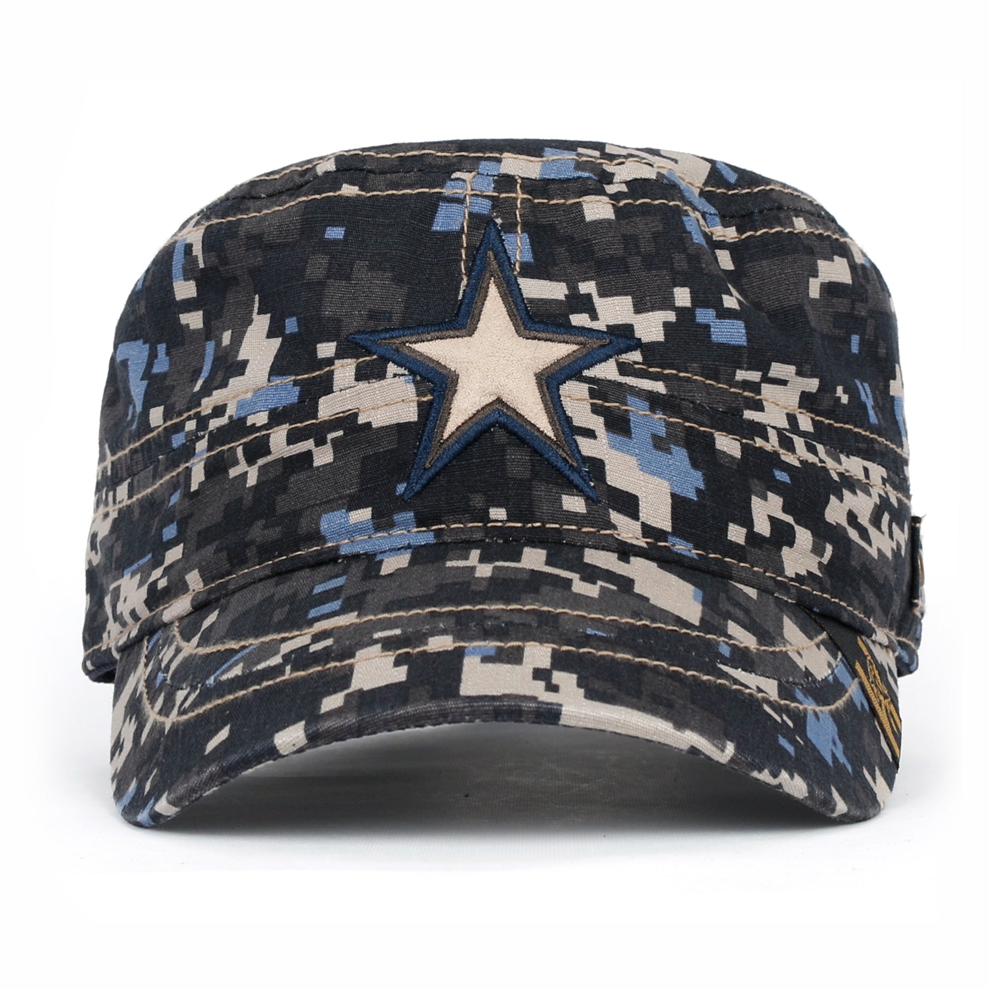 Camouflage Military Cadet Cap Vintage Army Style Hat with Adjustable Strap