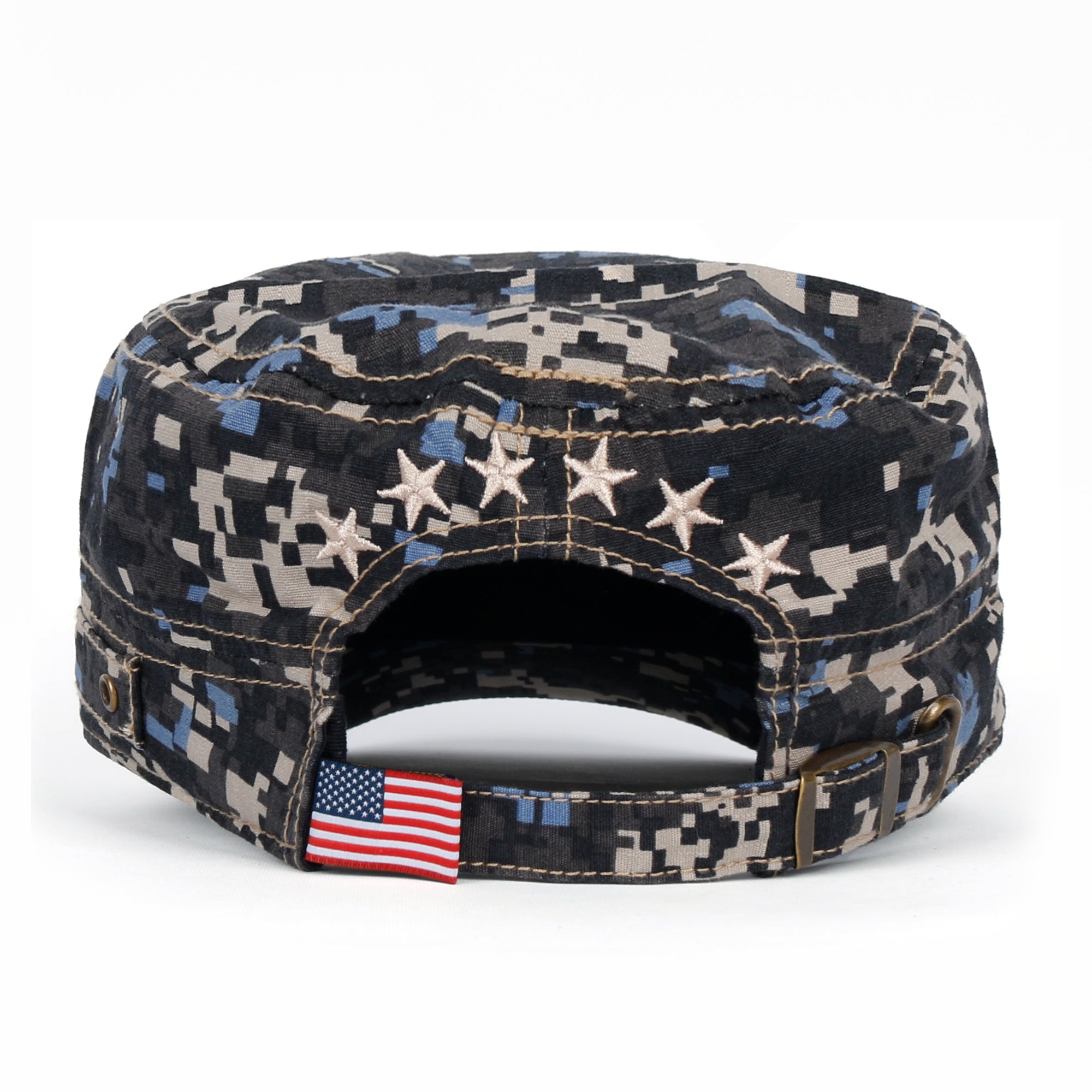 Camouflage Military Cadet Cap Vintage Army Style Hat with Adjustable Strap