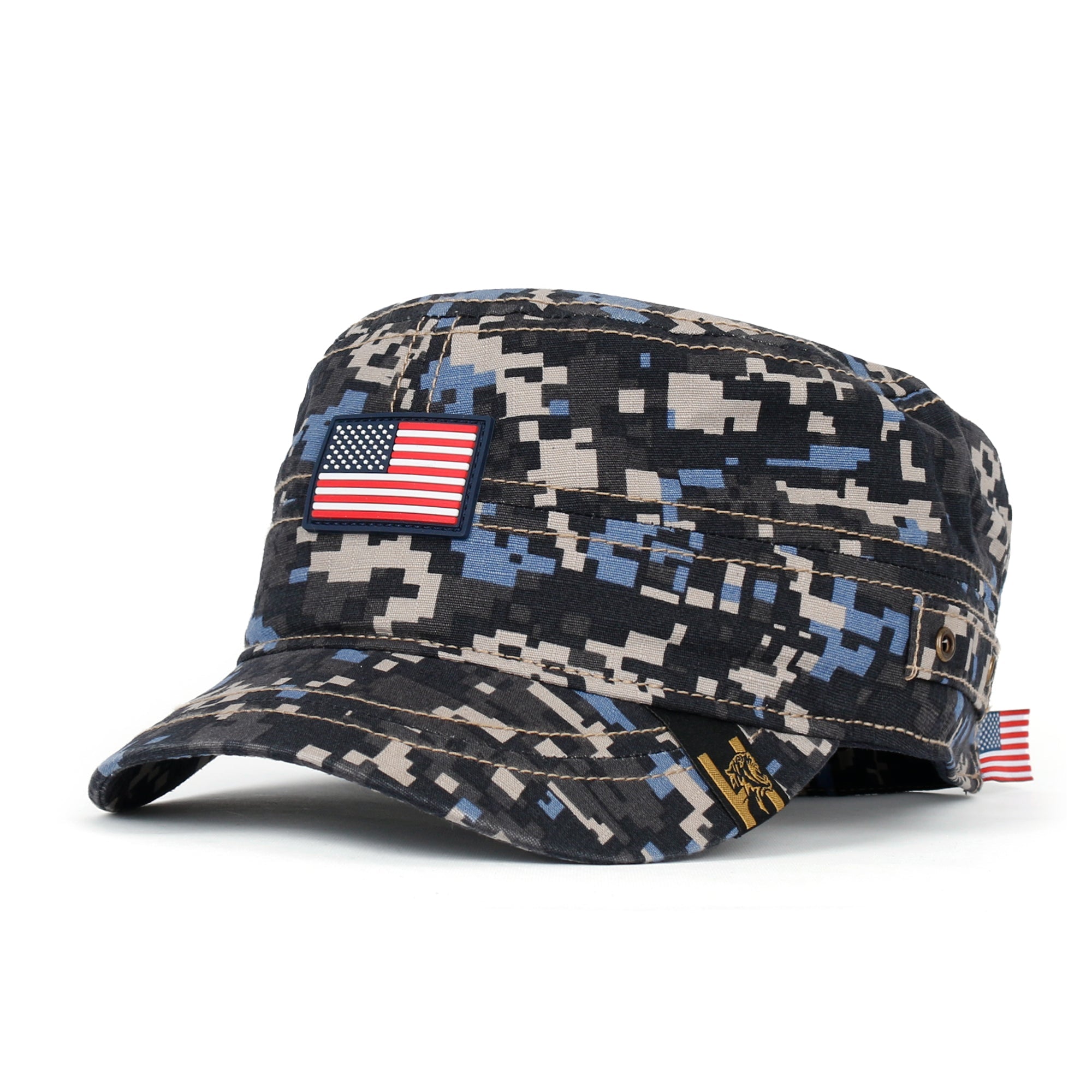 Camouflage Military Cadet Cap Vintage Army Style Hat with Adjustable Strap