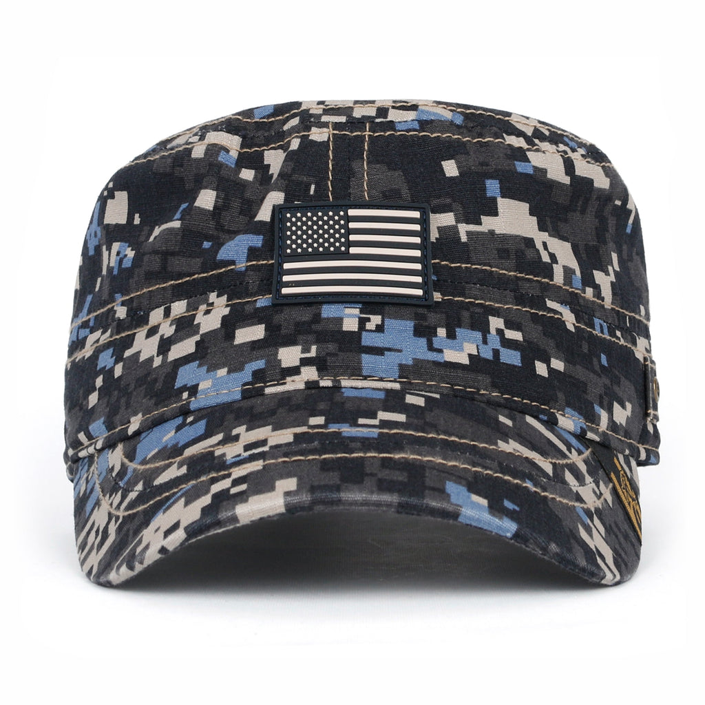 Camouflage Military Cadet Cap Vintage Army Style Hat with Adjustable Strap
