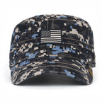 Camouflage Military Cadet Cap Vintage Army Style Hat with Adjustable Strap