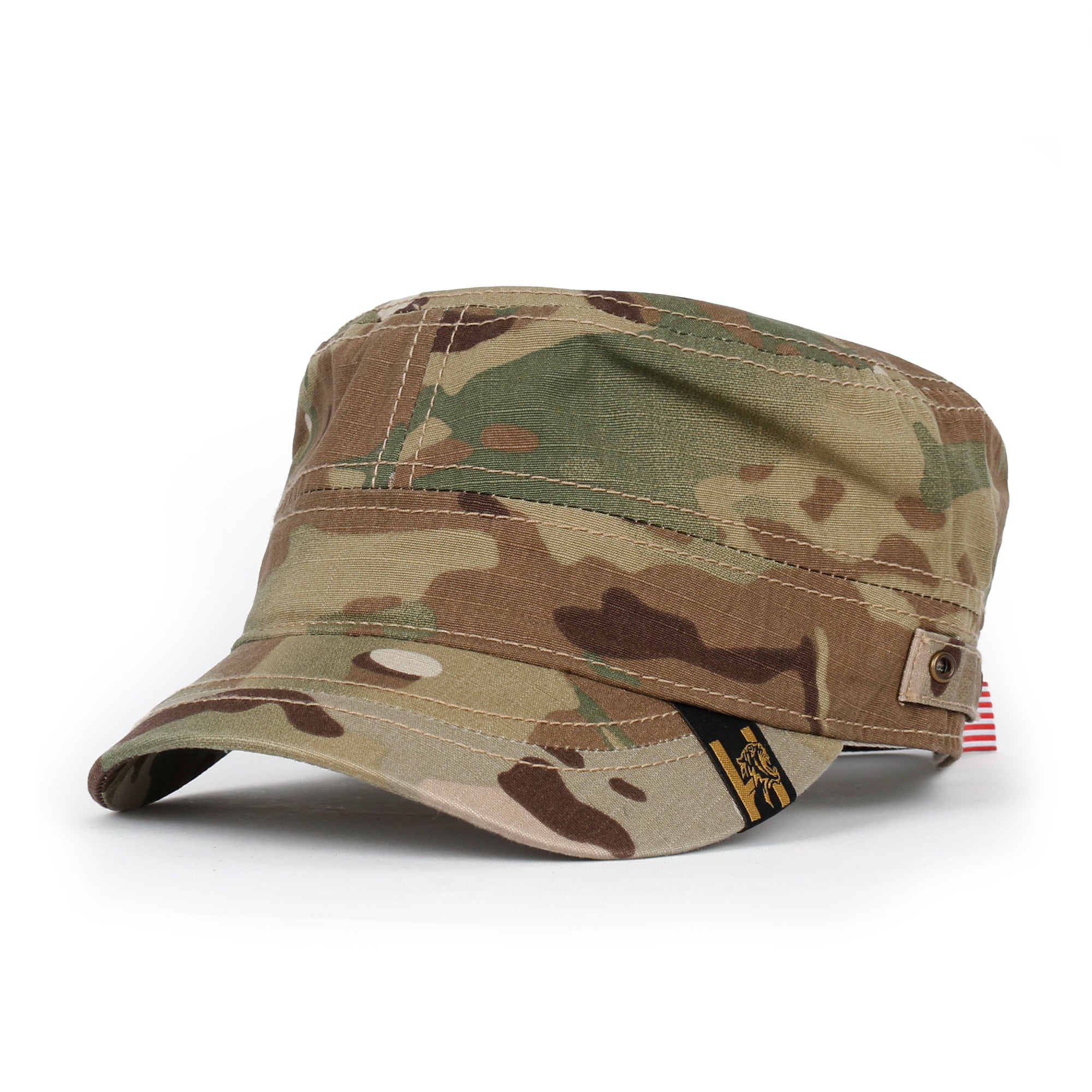 Camouflage Military Cadet Cap Vintage Army Style Hat with Adjustable Strap