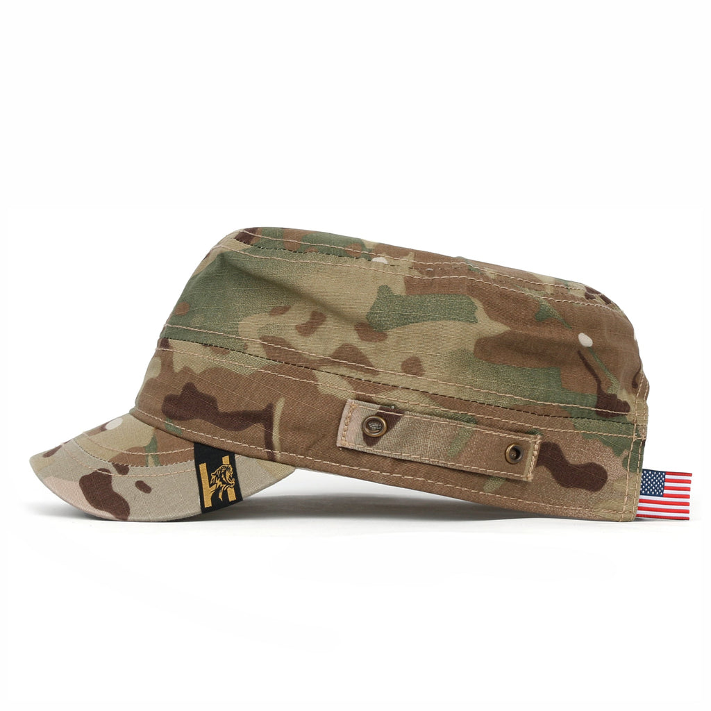 Camouflage Military Cadet Cap Vintage Army Style Hat with Adjustable Strap