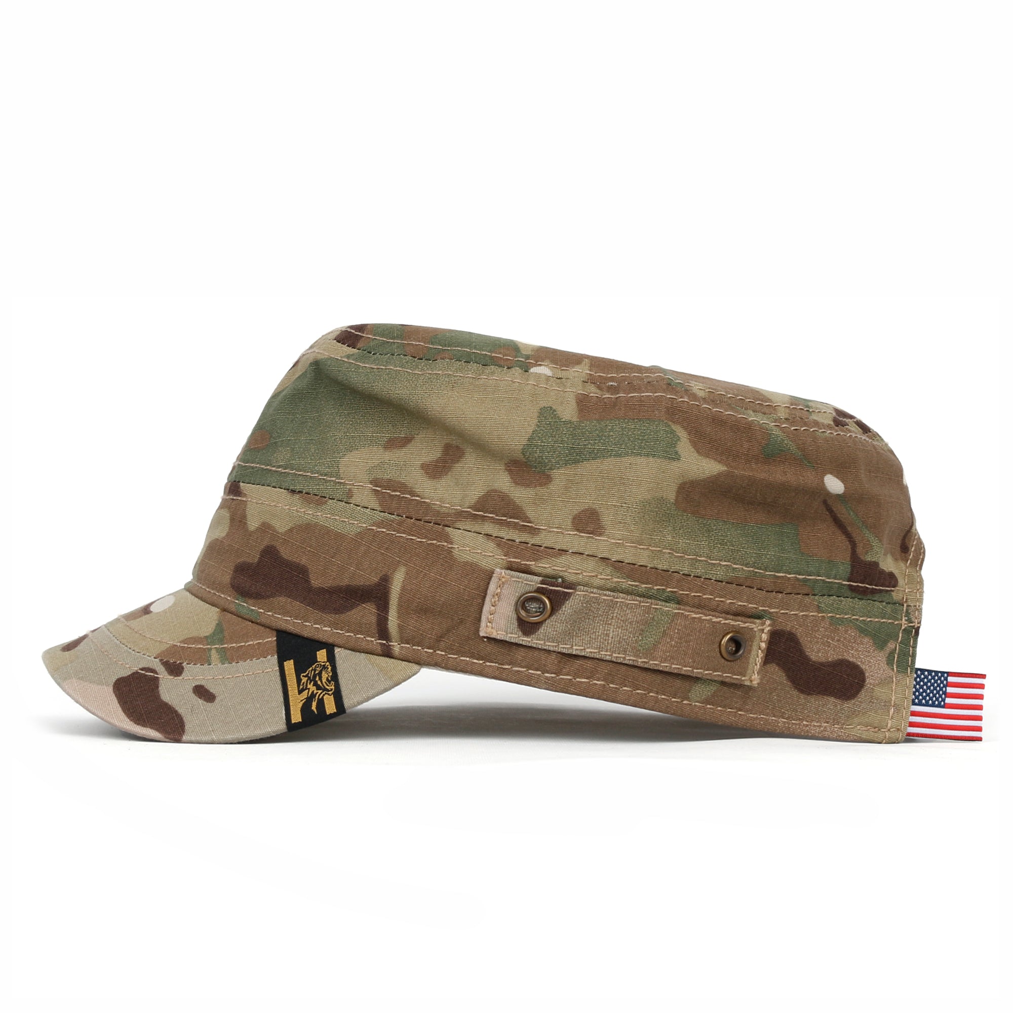 Camouflage Military Cadet Cap Vintage Army Style Hat with Adjustable Strap