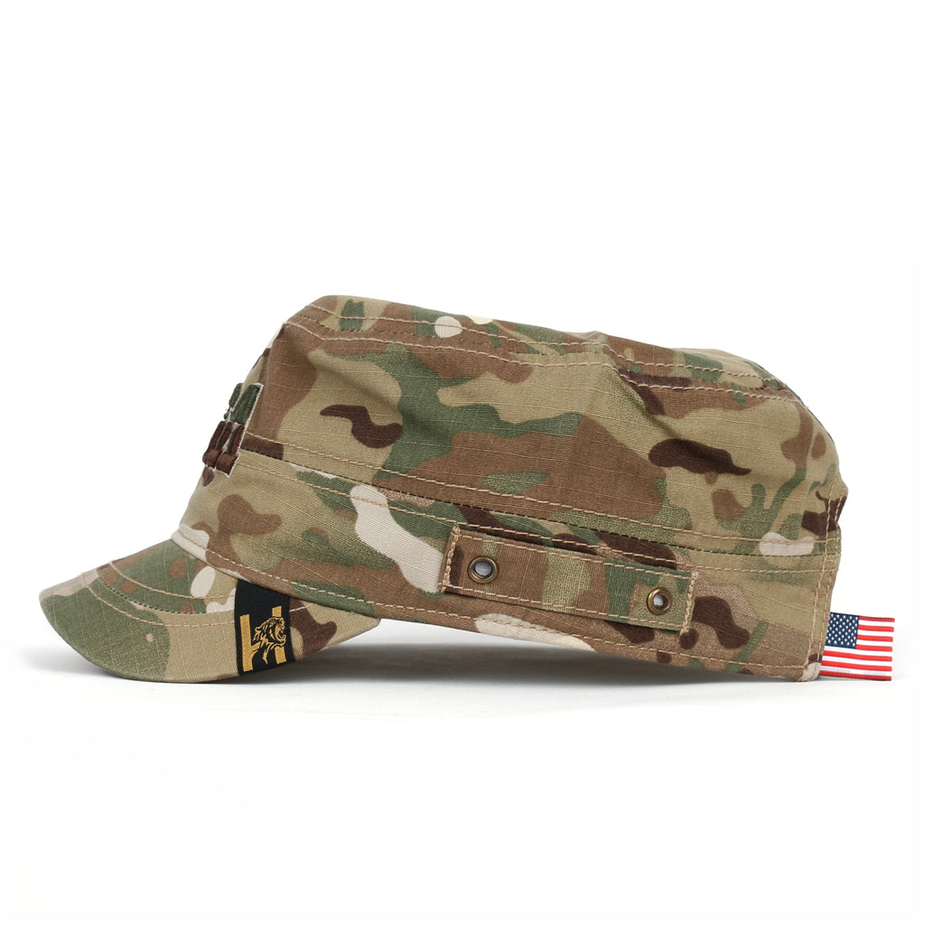 Camouflage Military Cadet Cap Vintage Army Style Hat with Adjustable Strap
