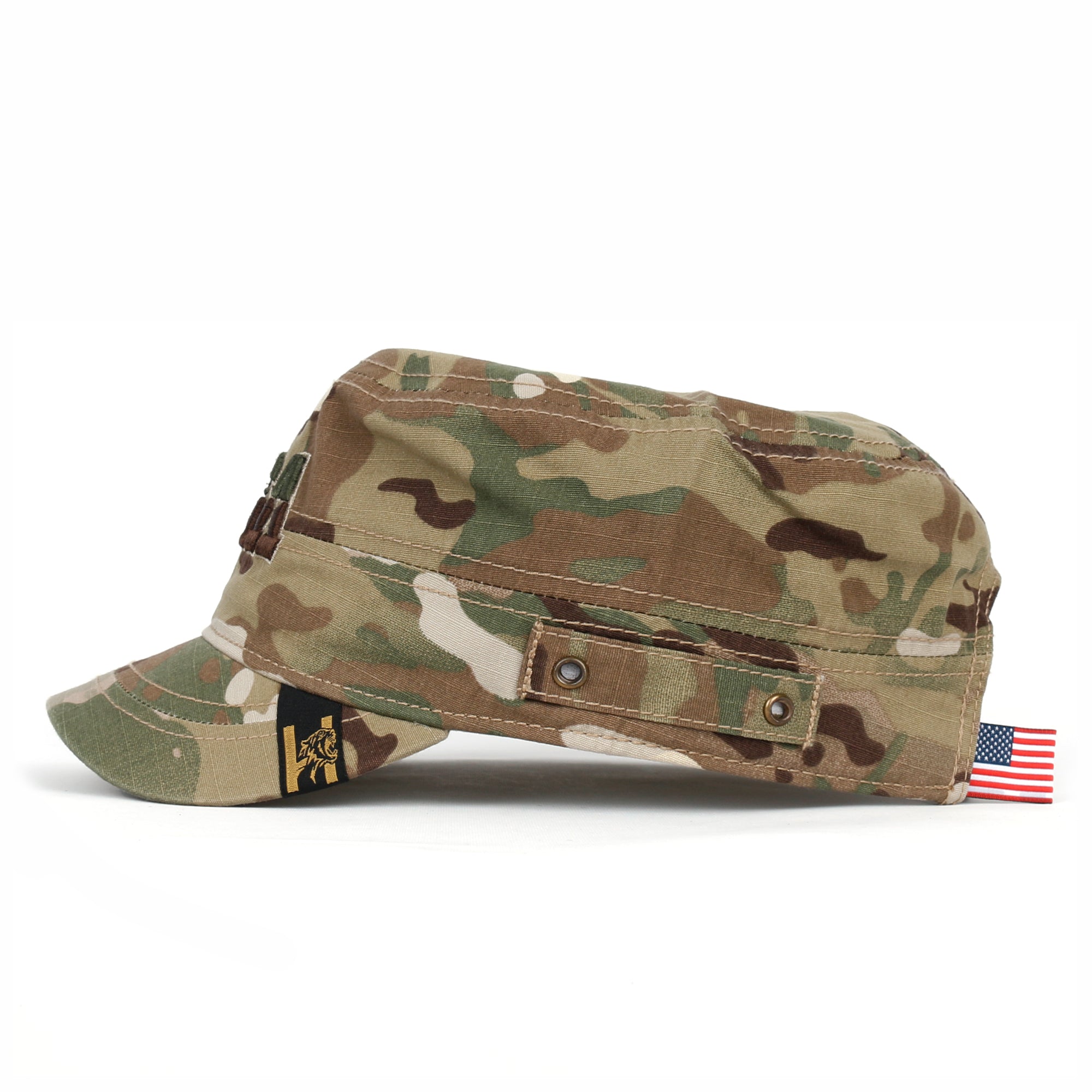 Camouflage Military Cadet Cap Vintage Army Style Hat with Adjustable Strap