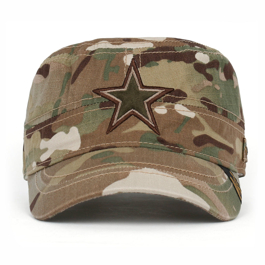 Camouflage Military Cadet Cap Vintage Army Style Hat with Adjustable Strap