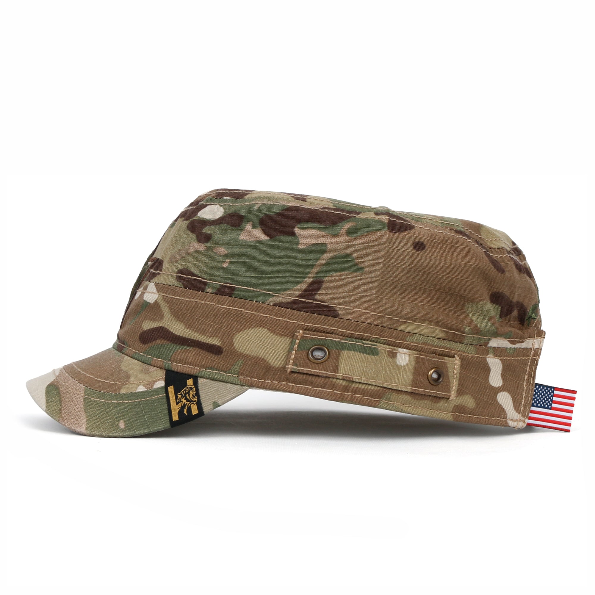 Camouflage Military Cadet Cap Vintage Army Style Hat with Adjustable Strap