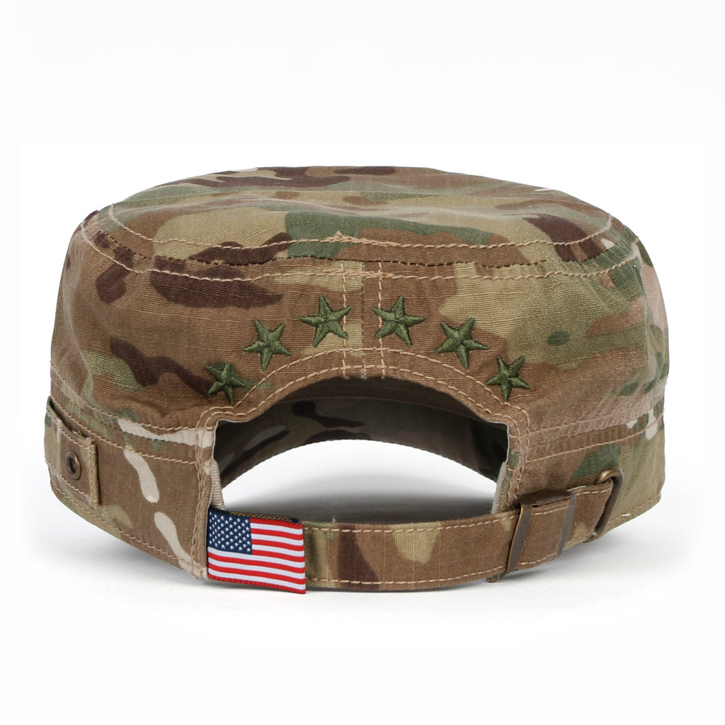 Camouflage Military Cadet Cap Vintage Army Style Hat with Adjustable Strap