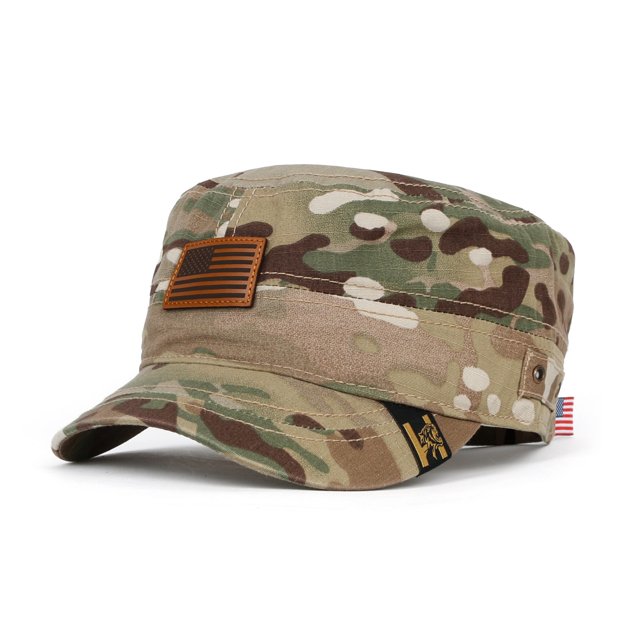 Camouflage Military Cadet Cap Vintage Army Style Hat with Adjustable Strap