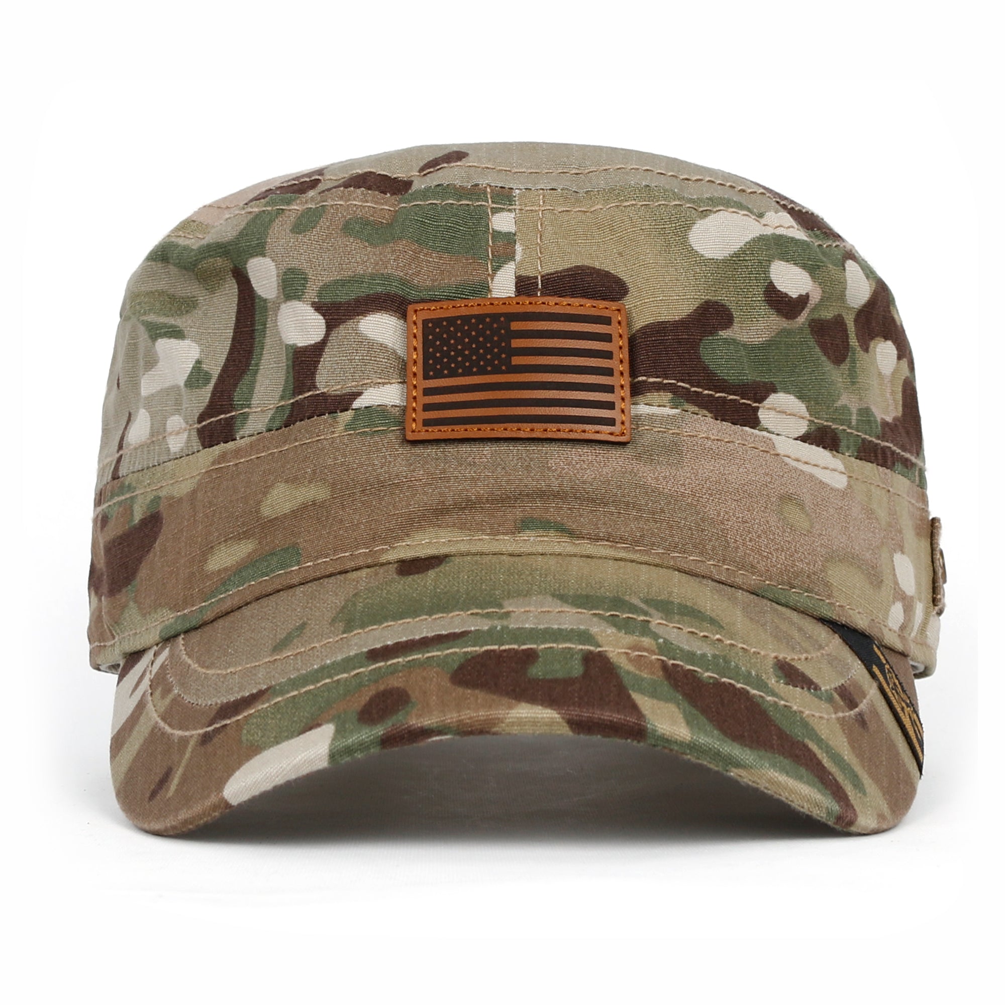 Camouflage Military Cadet Cap Vintage Army Style Hat with Adjustable Strap