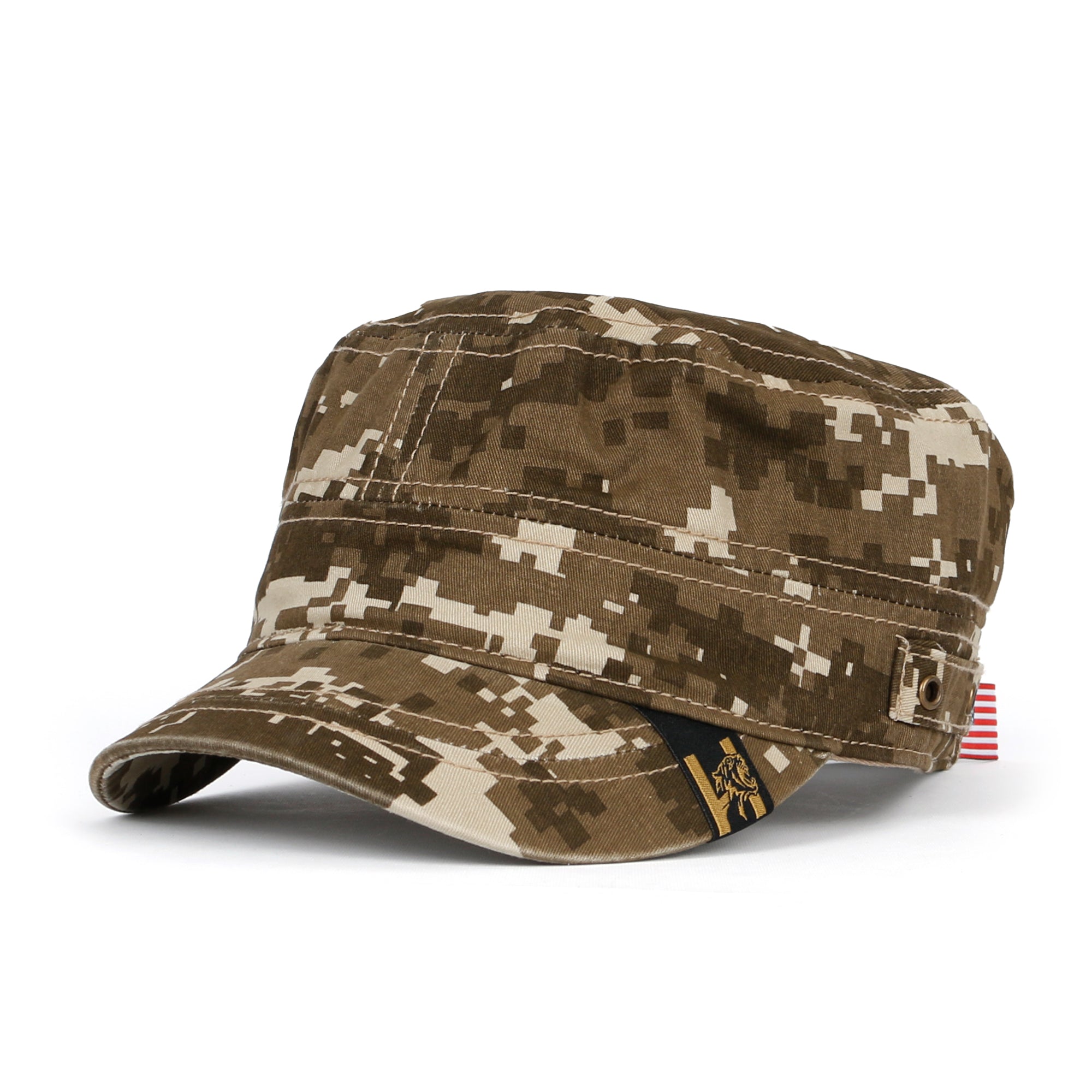 Camouflage Military Cadet Cap Vintage Army Style Hat with Adjustable Strap