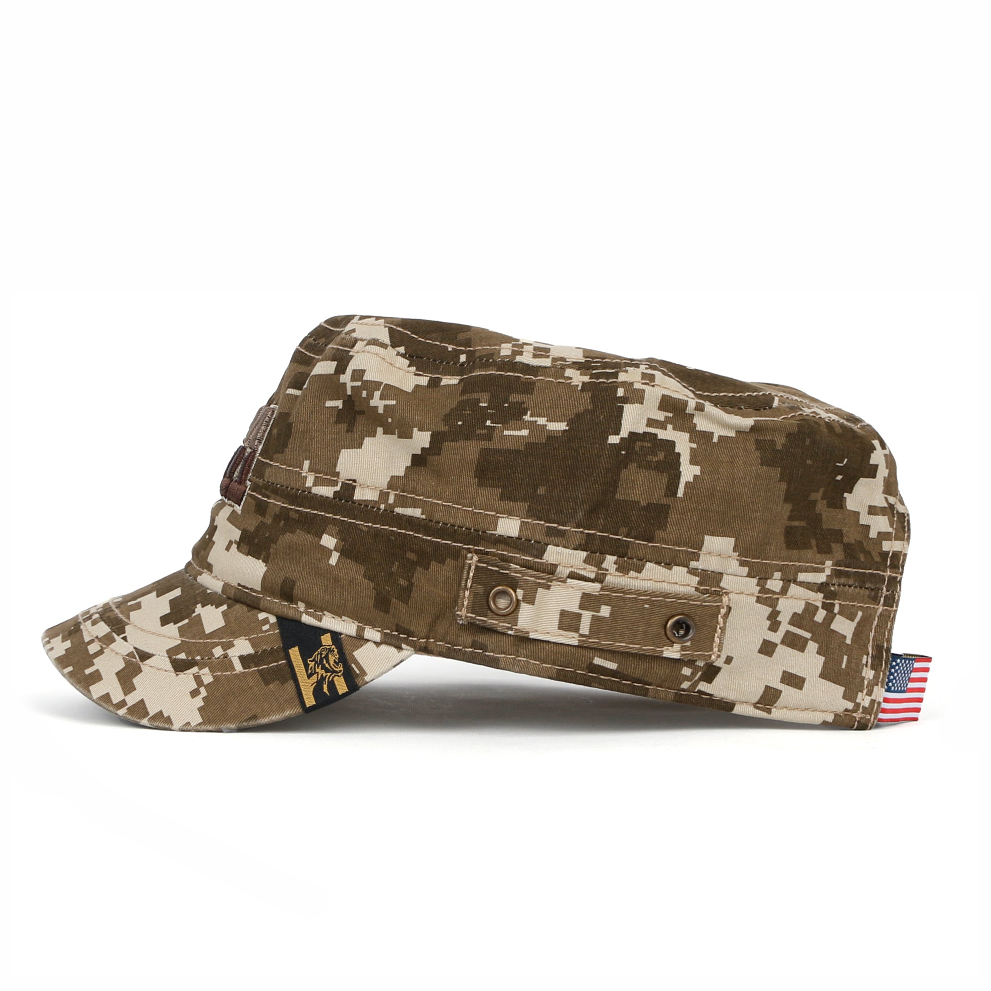Camouflage Military Cadet Cap Vintage Army Style Hat with Adjustable Strap