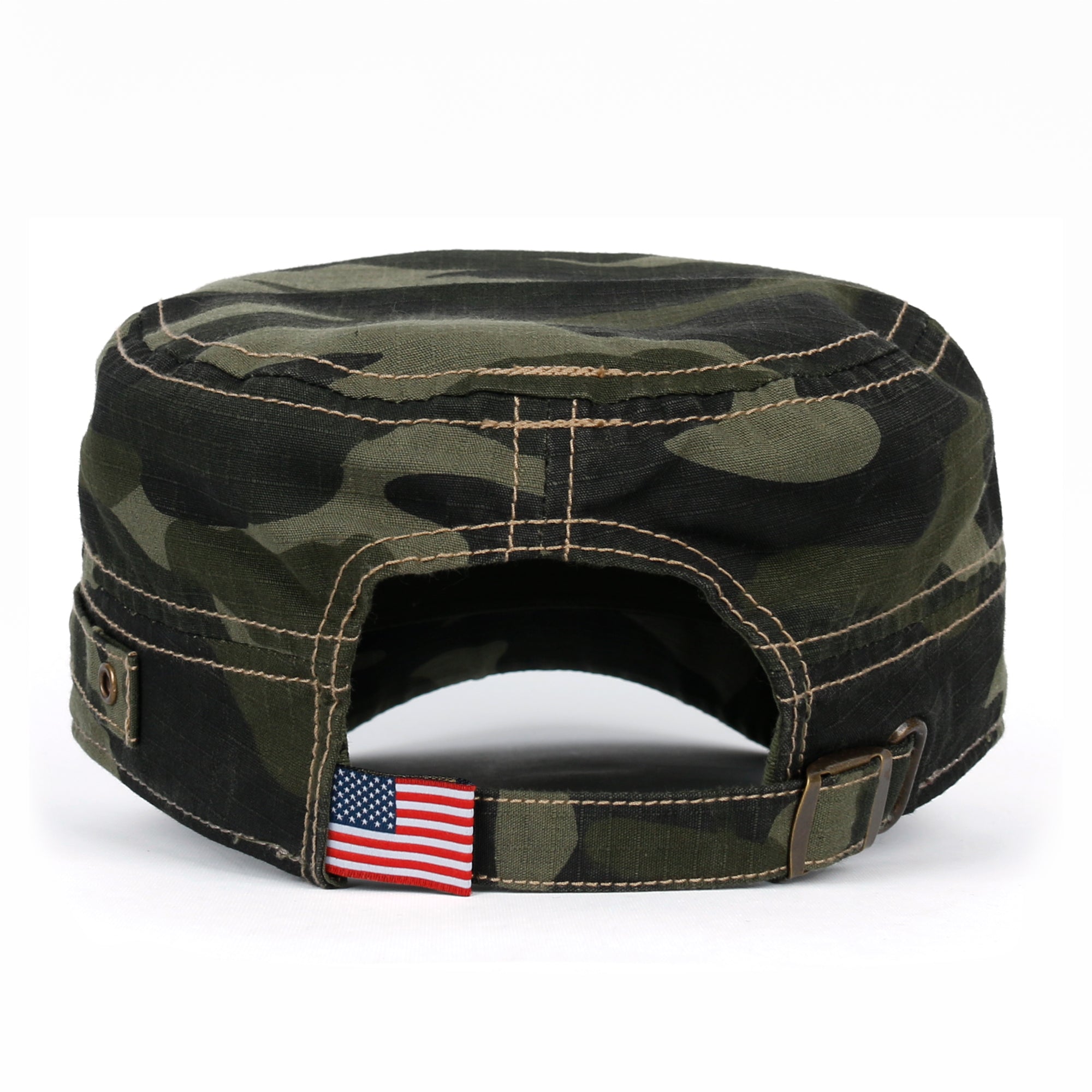 Camouflage Military Cadet Cap Vintage Army Style Hat with Adjustable Strap