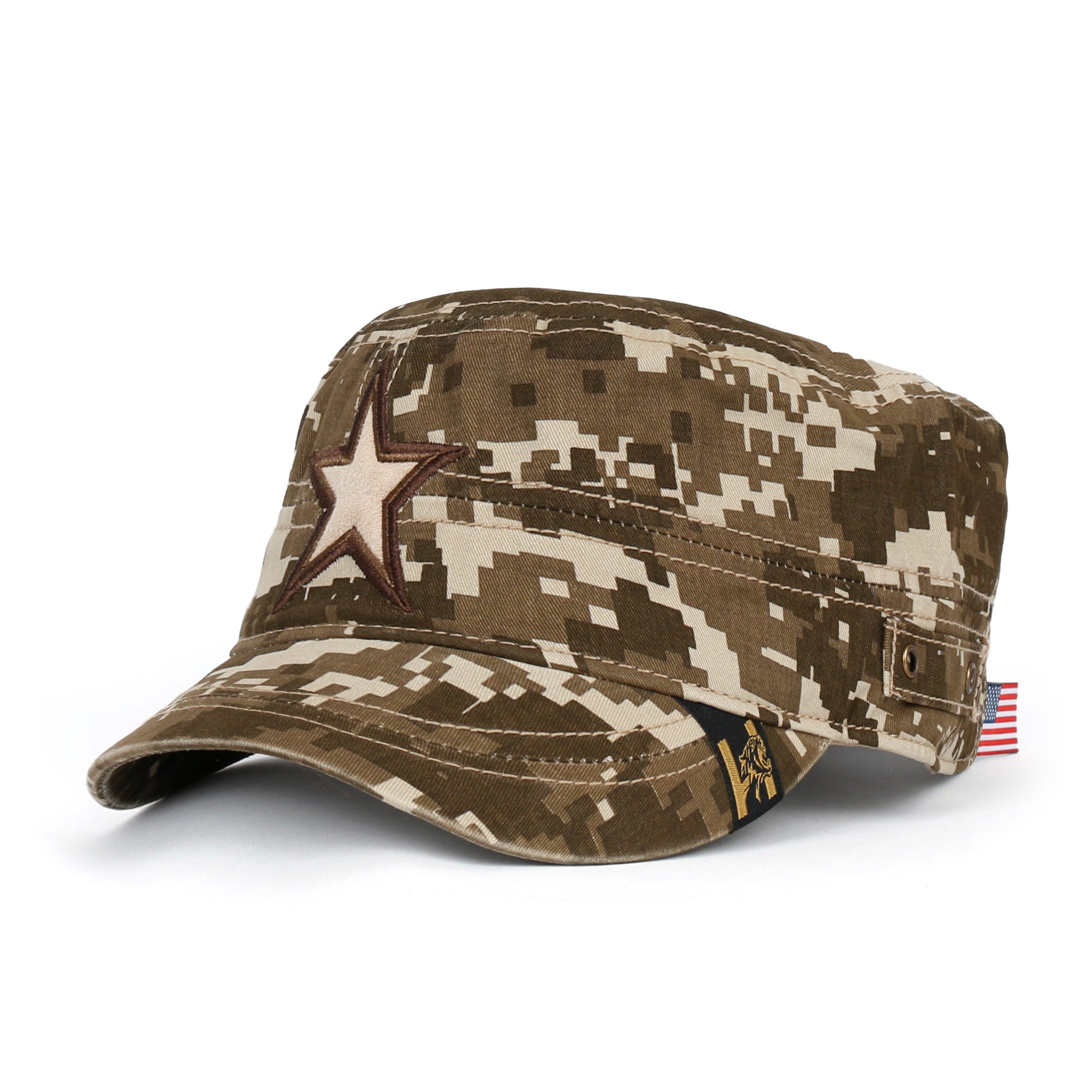Camouflage Military Cadet Cap Vintage Army Style Hat with Adjustable Strap
