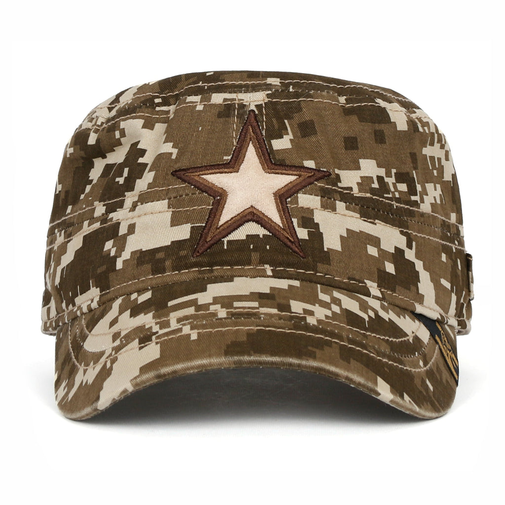 Camouflage Military Cadet Cap Vintage Army Style Hat with Adjustable Strap