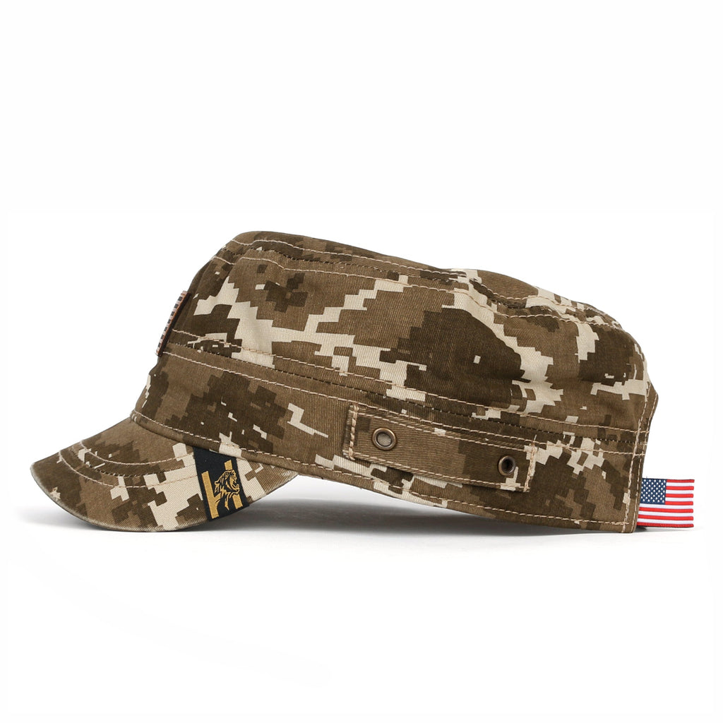Camouflage Military Cadet Cap Vintage Army Style Hat with Adjustable Strap