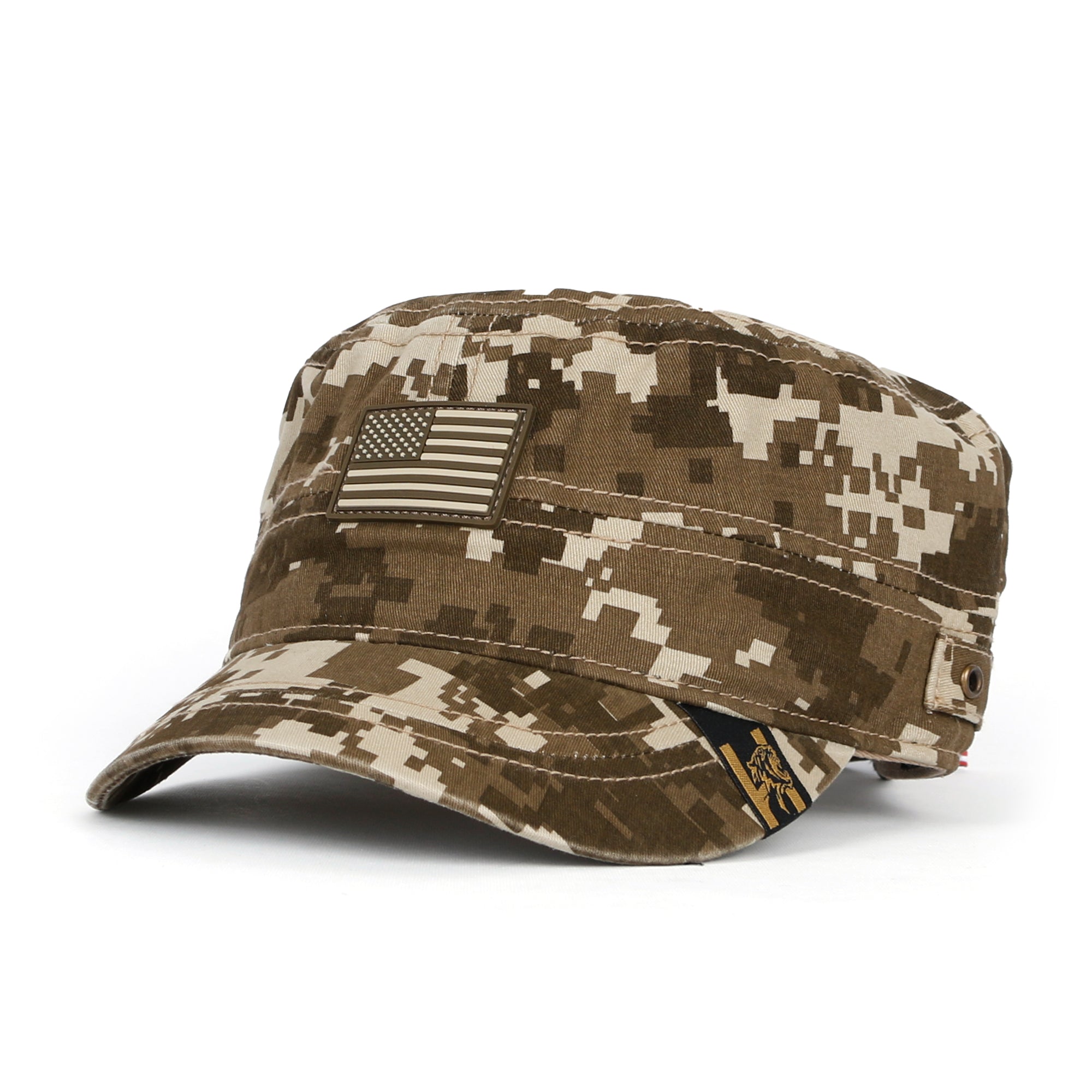 Camouflage Military Cadet Cap Vintage Army Style Hat with Adjustable Strap