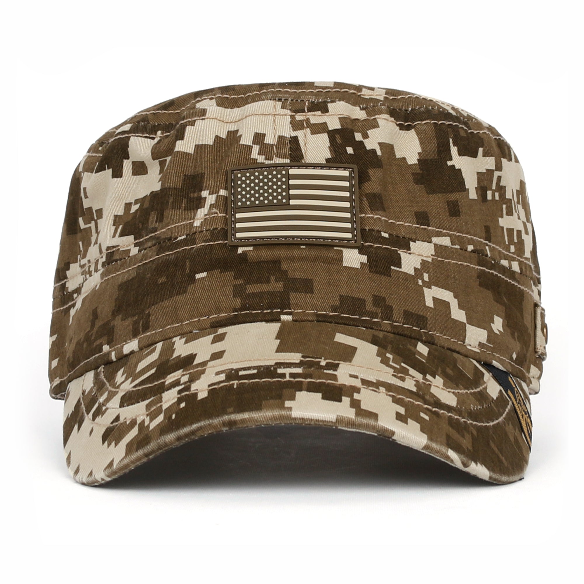 Camouflage Military Cadet Cap Vintage Army Style Hat with Adjustable Strap