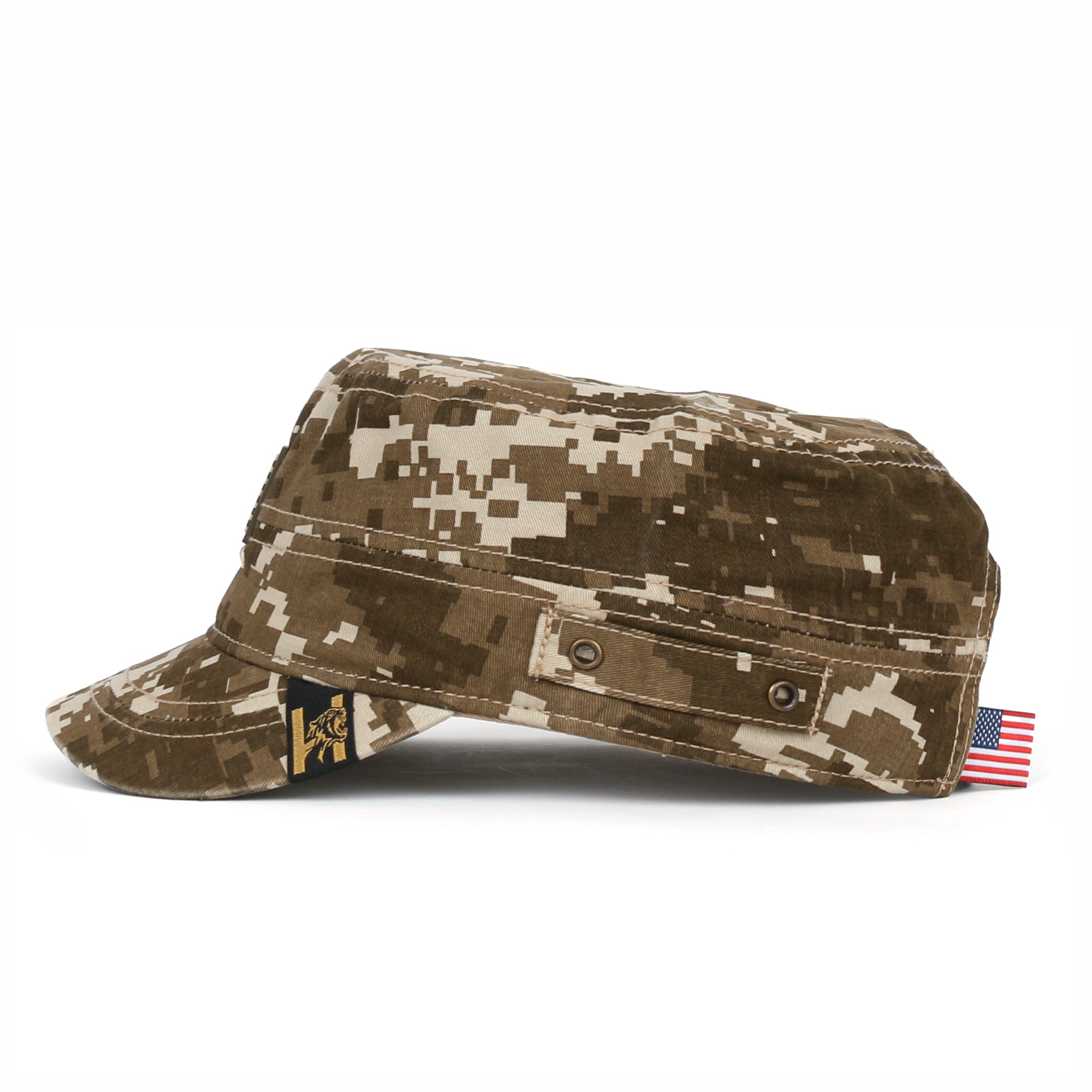 Camouflage Military Cadet Cap Vintage Army Style Hat with Adjustable Strap