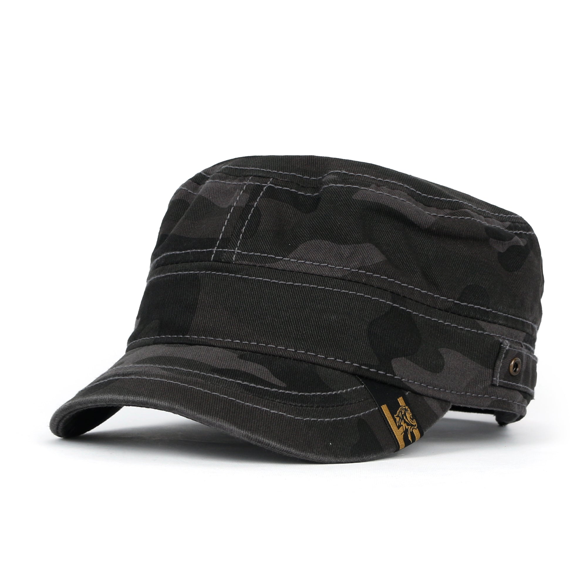 Camouflage Military Cadet Cap Vintage Army Style Hat with Adjustable Strap