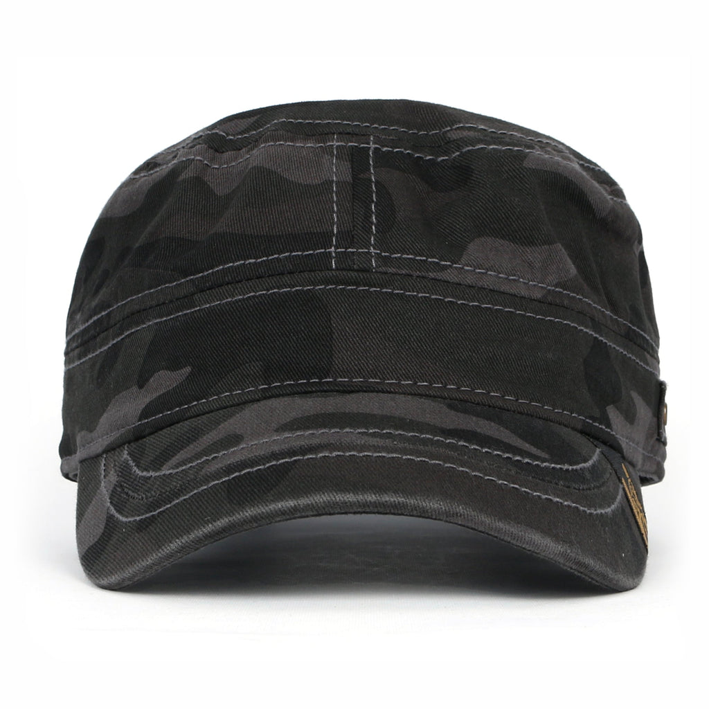 Camouflage Military Cadet Cap Vintage Army Style Hat with Adjustable Strap