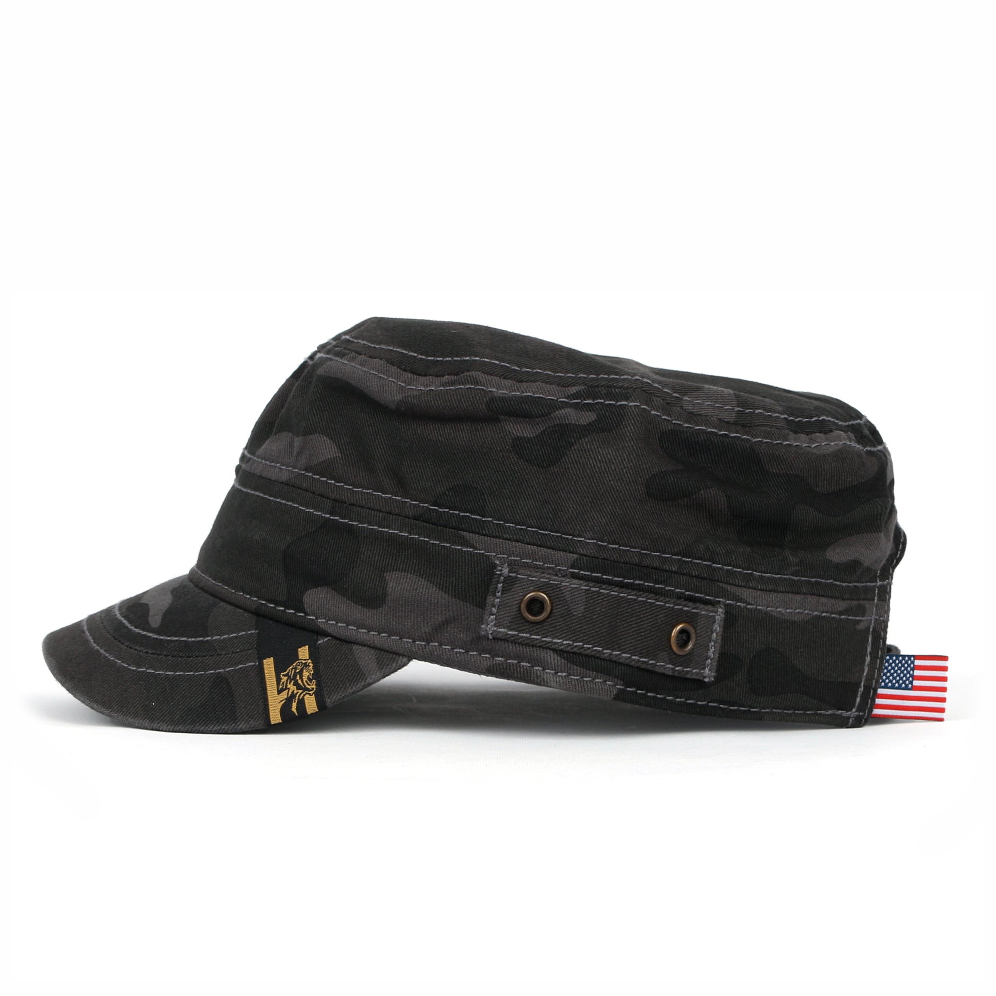 Camouflage Military Cadet Cap Vintage Army Style Hat with Adjustable Strap