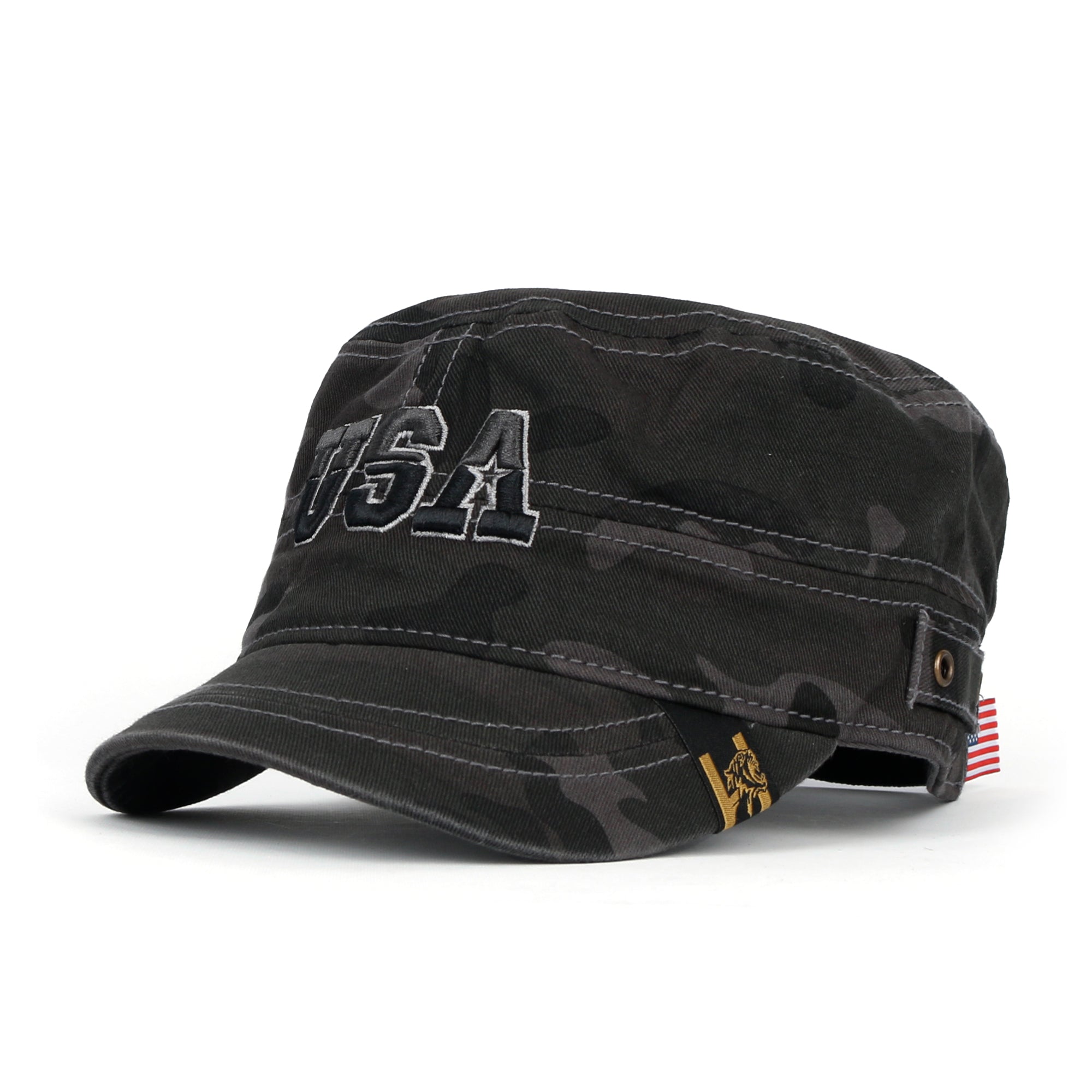 Camouflage Military Cadet Cap Vintage Army Style Hat with Adjustable Strap