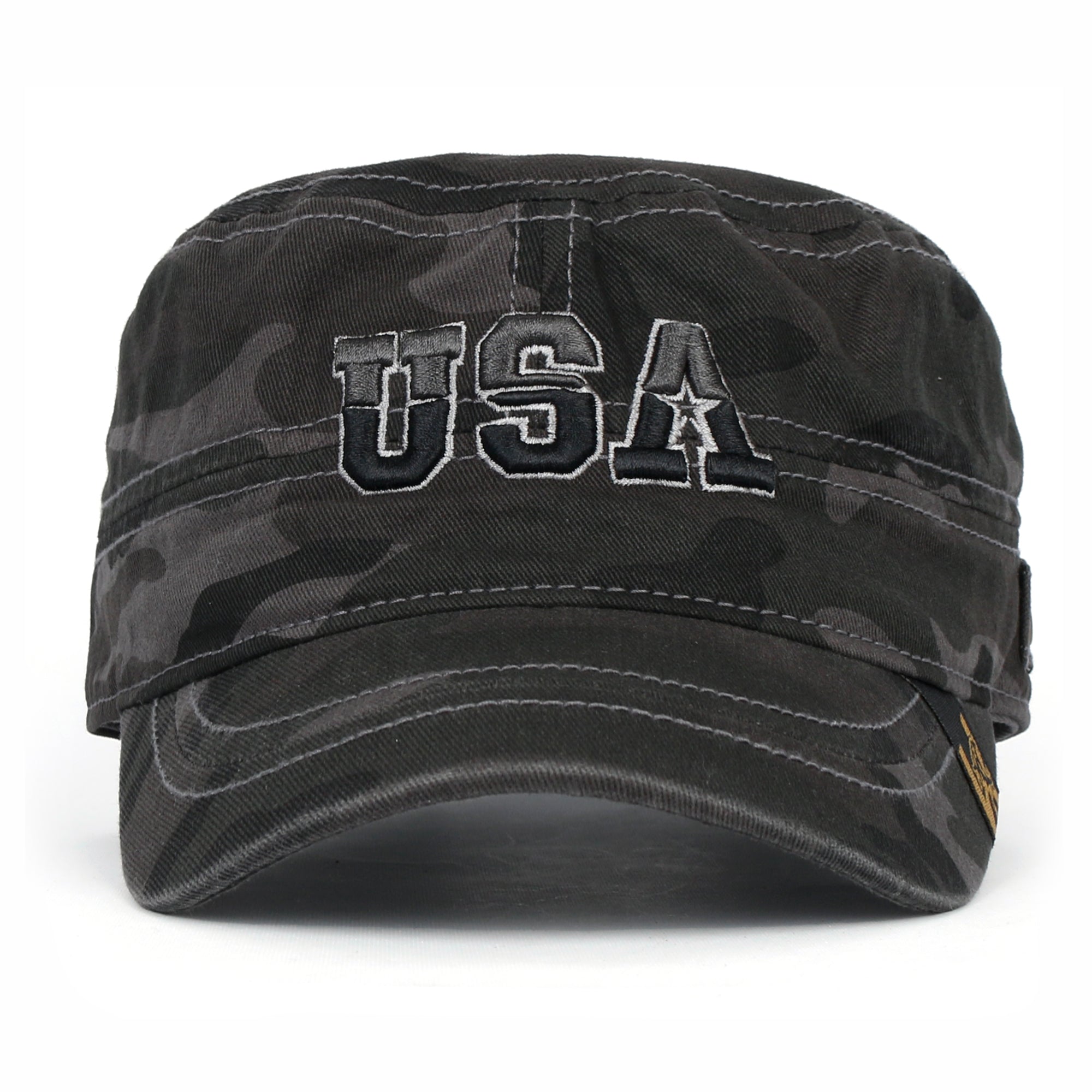 Camouflage Military Cadet Cap Vintage Army Style Hat with Adjustable Strap