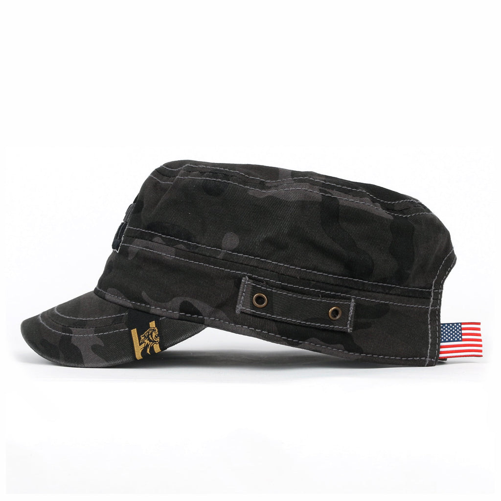 Camouflage Military Cadet Cap Vintage Army Style Hat with Adjustable Strap