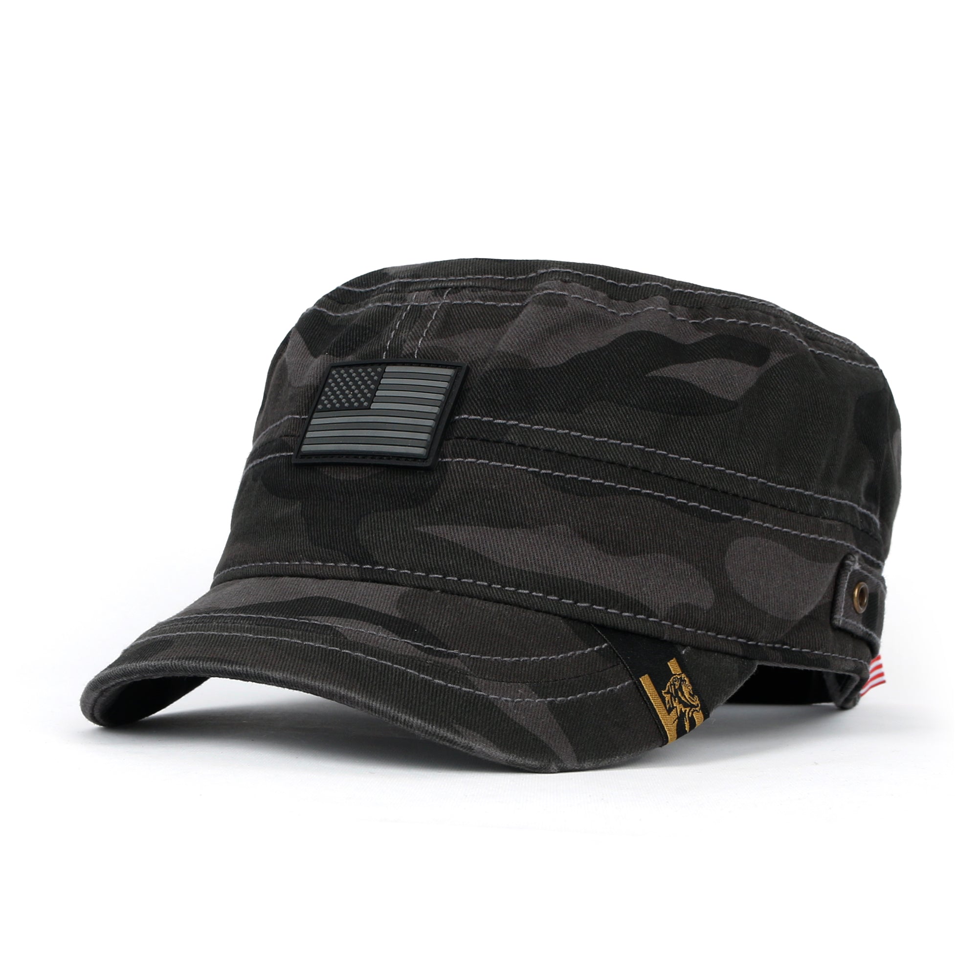 Camouflage Military Cadet Cap Vintage Army Style Hat with Adjustable Strap