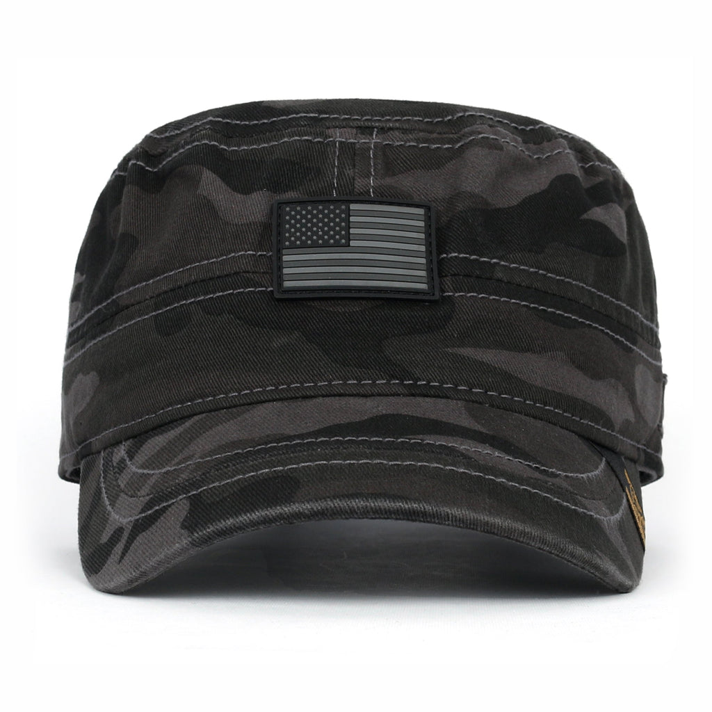 Camouflage Military Cadet Cap Vintage Army Style Hat with Adjustable Strap