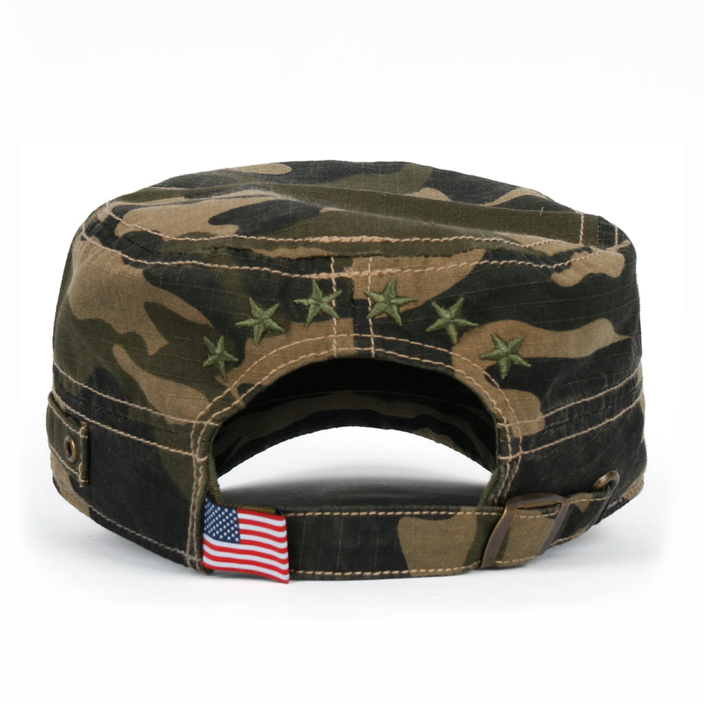 Camouflage Military Cadet Cap Vintage Army Style Hat with Adjustable Strap