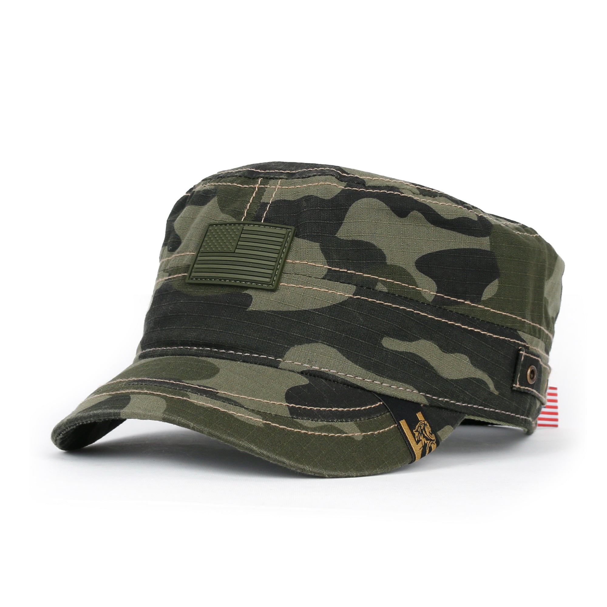 Camouflage Military Cadet Cap Vintage Army Style Hat with Adjustable Strap