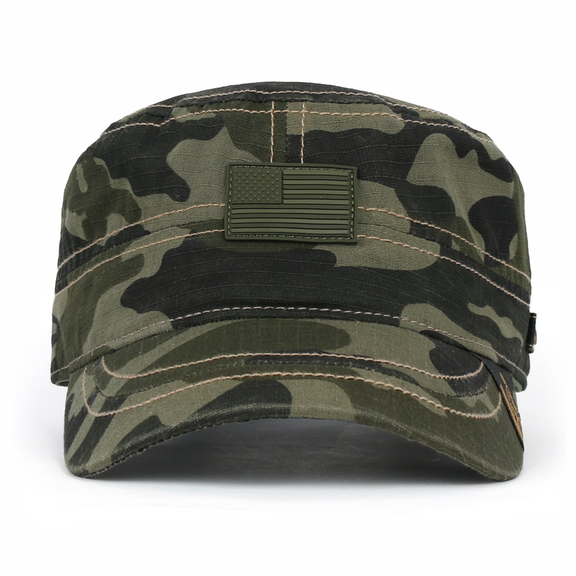 Camouflage Military Cadet Cap Vintage Army Style Hat with Adjustable Strap
