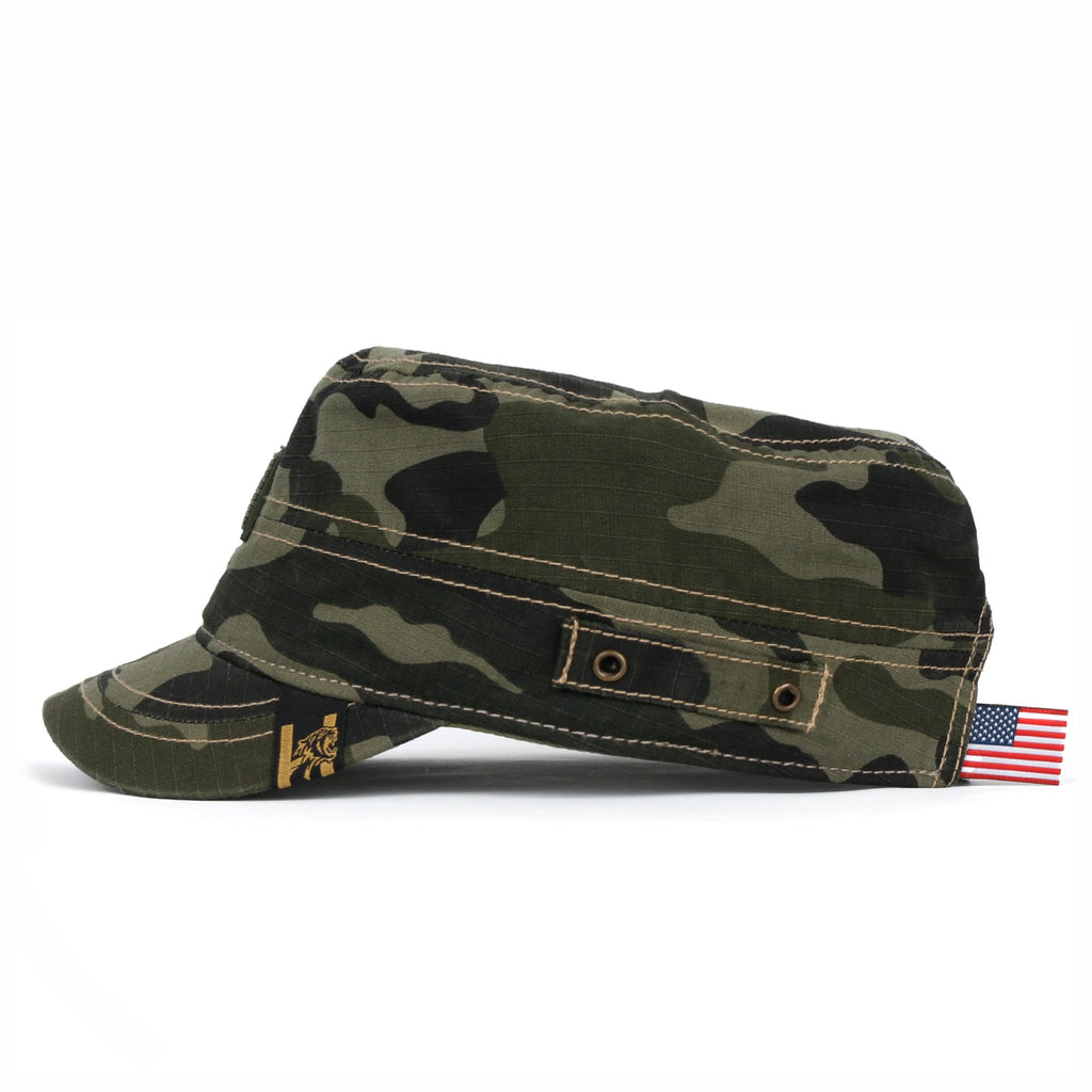 Camouflage Military Cadet Cap Vintage Army Style Hat with Adjustable Strap
