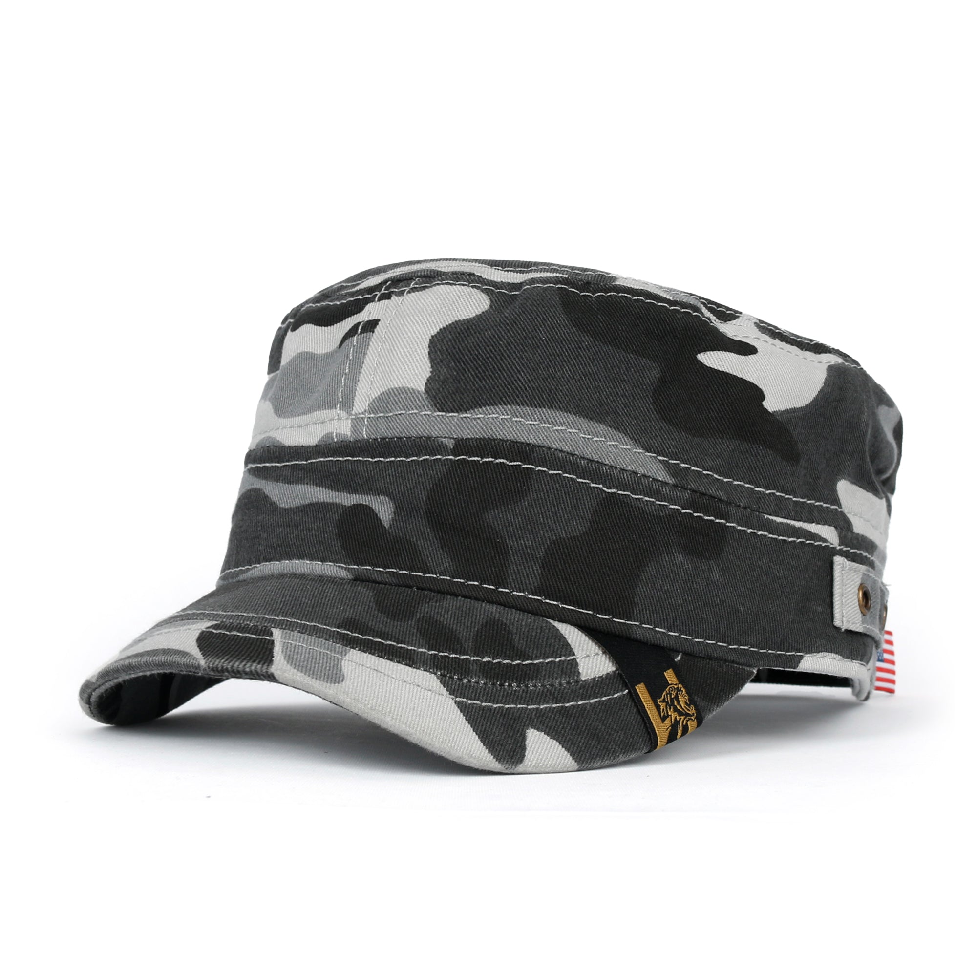 Camouflage Military Cadet Cap Vintage Army Style Hat with Adjustable Strap