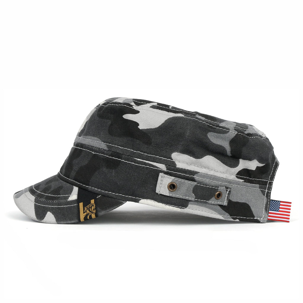 Camouflage Military Cadet Cap Vintage Army Style Hat with Adjustable Strap