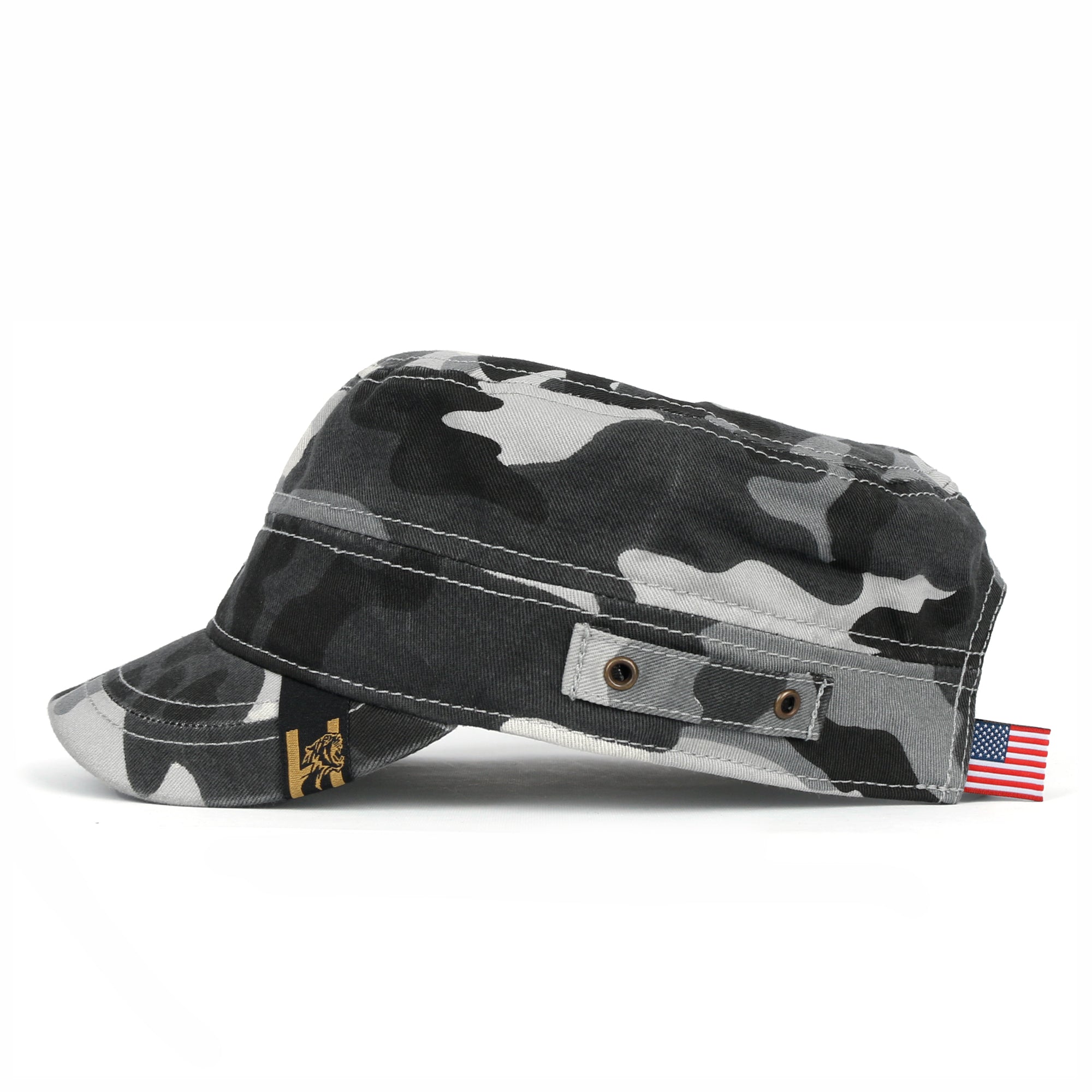 Camouflage Military Cadet Cap Vintage Army Style Hat with Adjustable Strap