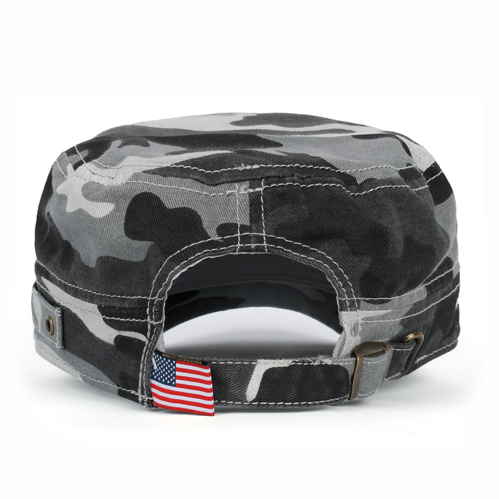 Camouflage Military Cadet Cap Vintage Army Style Hat with Adjustable Strap
