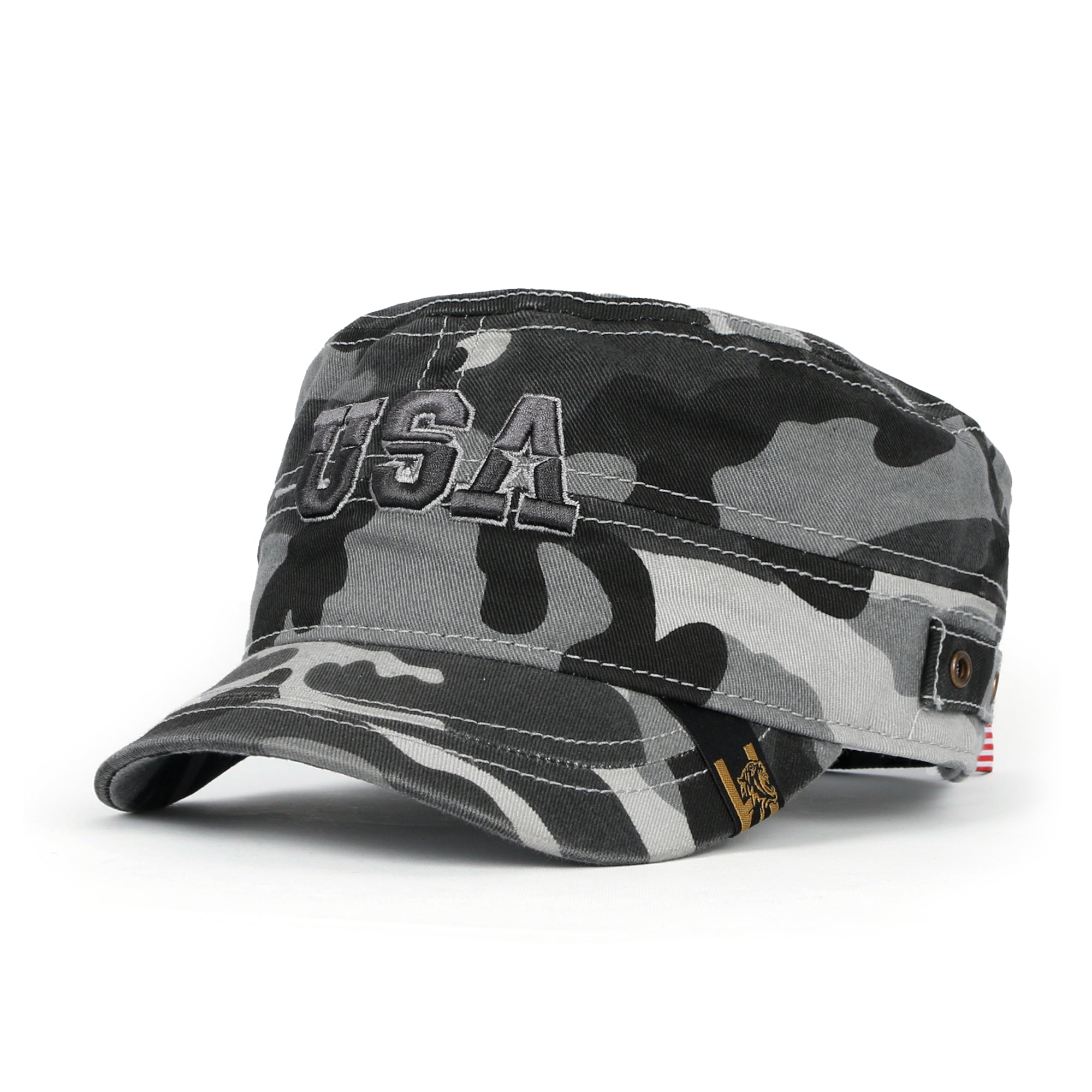 Camouflage Military Cadet Cap Vintage Army Style Hat with Adjustable Strap